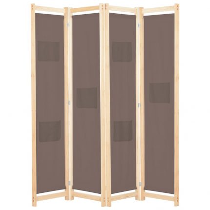 Διαχωριστικό Δωματίου με 4 Πάνελ Καφέ 160x170x4 εκ. Υφασμάτινο
