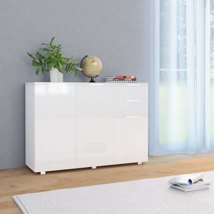 Μπουφές Γυαλιστερός Λευκός 107x35x80,5 εκ.