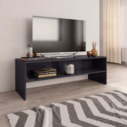 Έπιπλο Τηλεόρασης Γυαλιστερό Γκρι 120 x 40 x 40 εκ. Επεξ. Ξύλο