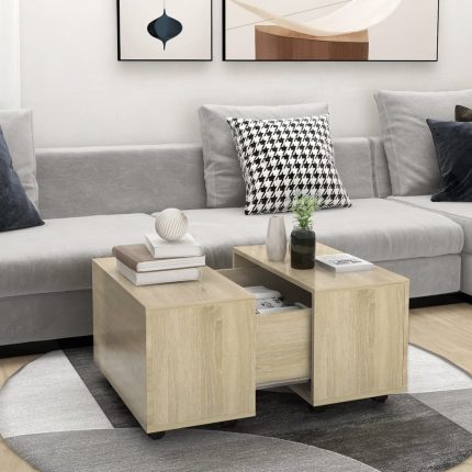 Τραπεζάκι Σαλονιού Sonoma Δρυς 60 x 60 x 38 εκ. από Επεξ. Ξύλο