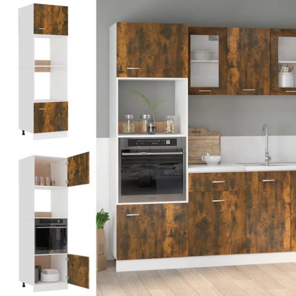 Ντουλάπι Φ. Μικροκιμάτων Καπνιστή Δρυς 60x57x207εκ. Επεξ. Ξύλο