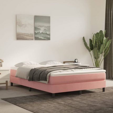 Πλαίσιο Κρεβατιού Boxspring Ροζ 140x200 εκ. Βελούδινο