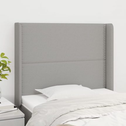 Κεφαλάρι με Πτερύγια Ανοιχτό Γκρι 103x16x118/128 εκ. Υφασμάτινο
