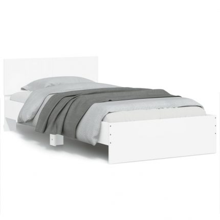 Πλαίσιο Κρεβατιού με Κεφαλάρι και LED Λευκό 100 x 200 εκ.