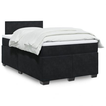 Κρεβάτι Boxspring με Στρώμα Μαύρο 120 x 200 εκ. Βελούδινο