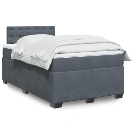 Κρεβάτι Boxspring με Στρώμα Σκούρο Γκρι 120x200 εκ. Βελούδινο